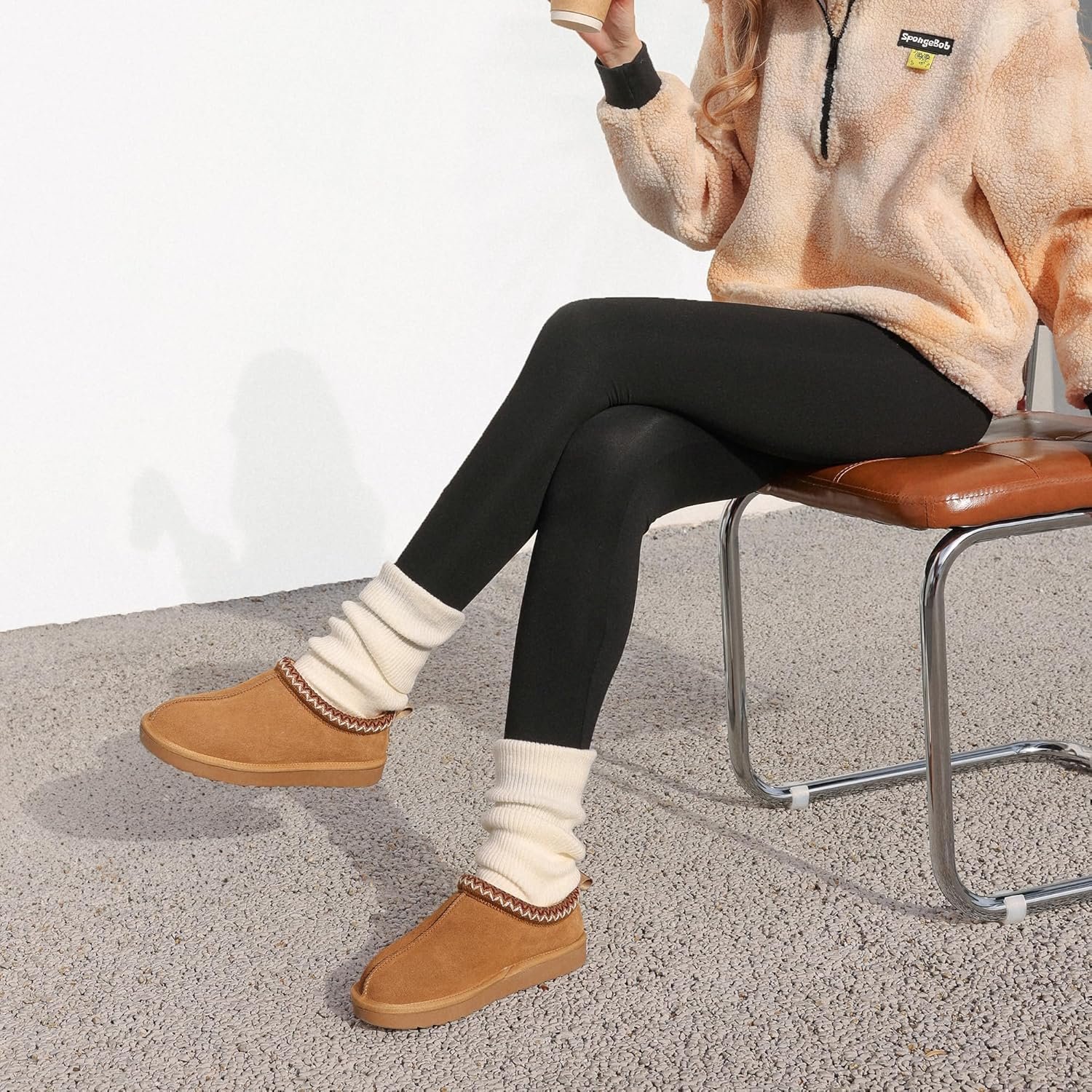 DREAM PAIRS Women's Fuzzy Cozy Slippers Genuine Suede Indoor Outdoor Fluffy Home Comfy Winter Slip On Cute Warm Memory Foam Furry Shoes FuzzyEasy - Image 9