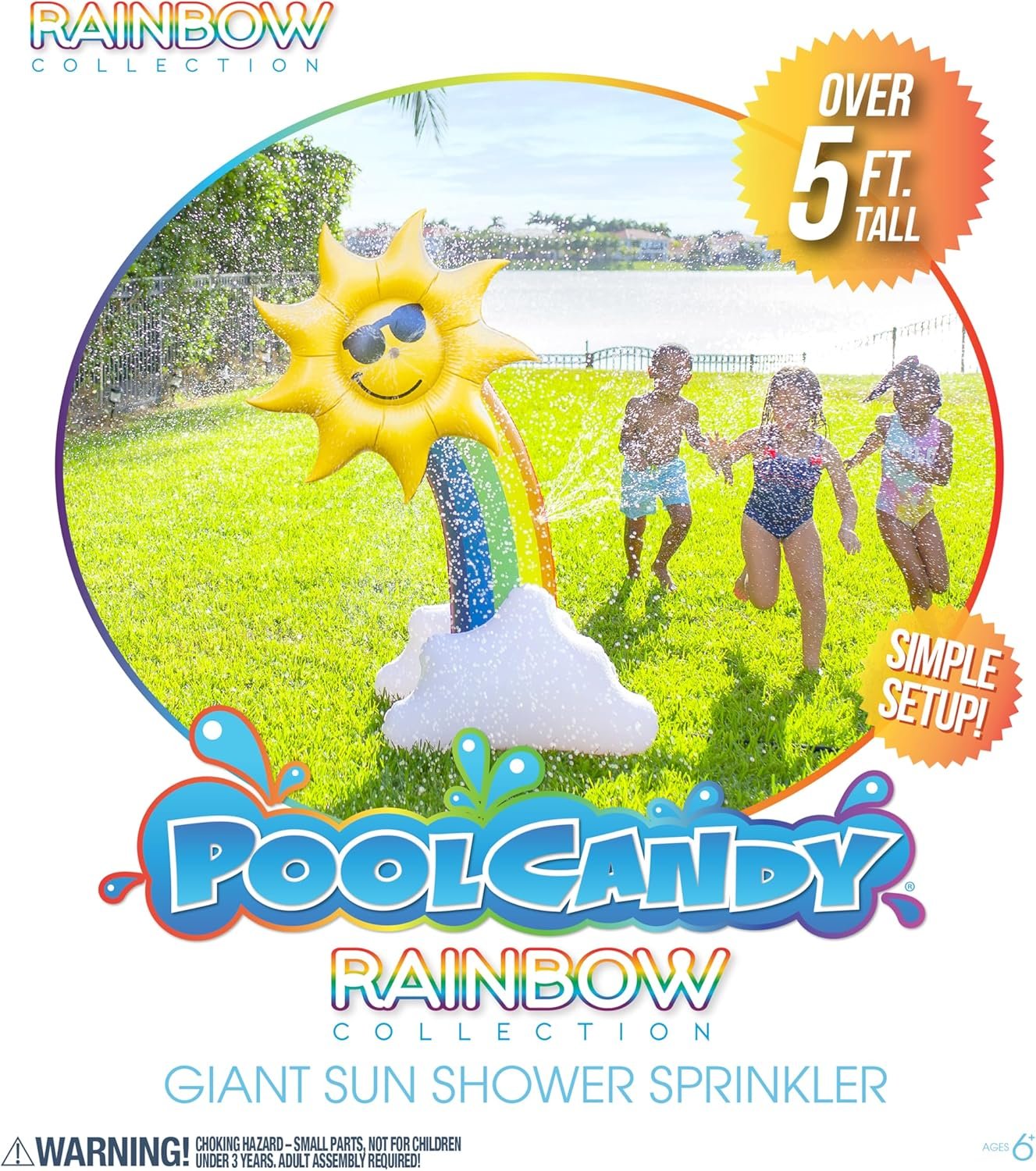 PoolCandy Inflatable Rainbow - Five Foot Tall Giant Sun Shower Sprinkler - Summer Fun All Ages. - Image 3