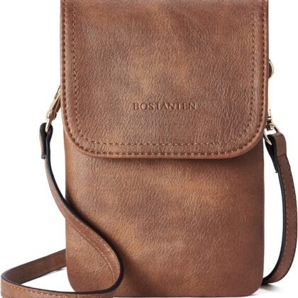 BOSTANTEN Vegan Leather Small Crossbody Bags for Women Designer Cell Phone Bag Wallet Purses Adjustable Strap