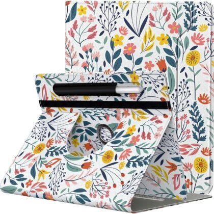 TiMOVO Case for Kindle Scribe Colorsoft 11 Inch 2025, 360 Degree Rotating Stand Protective Cover with Pen Pocket, Flowers