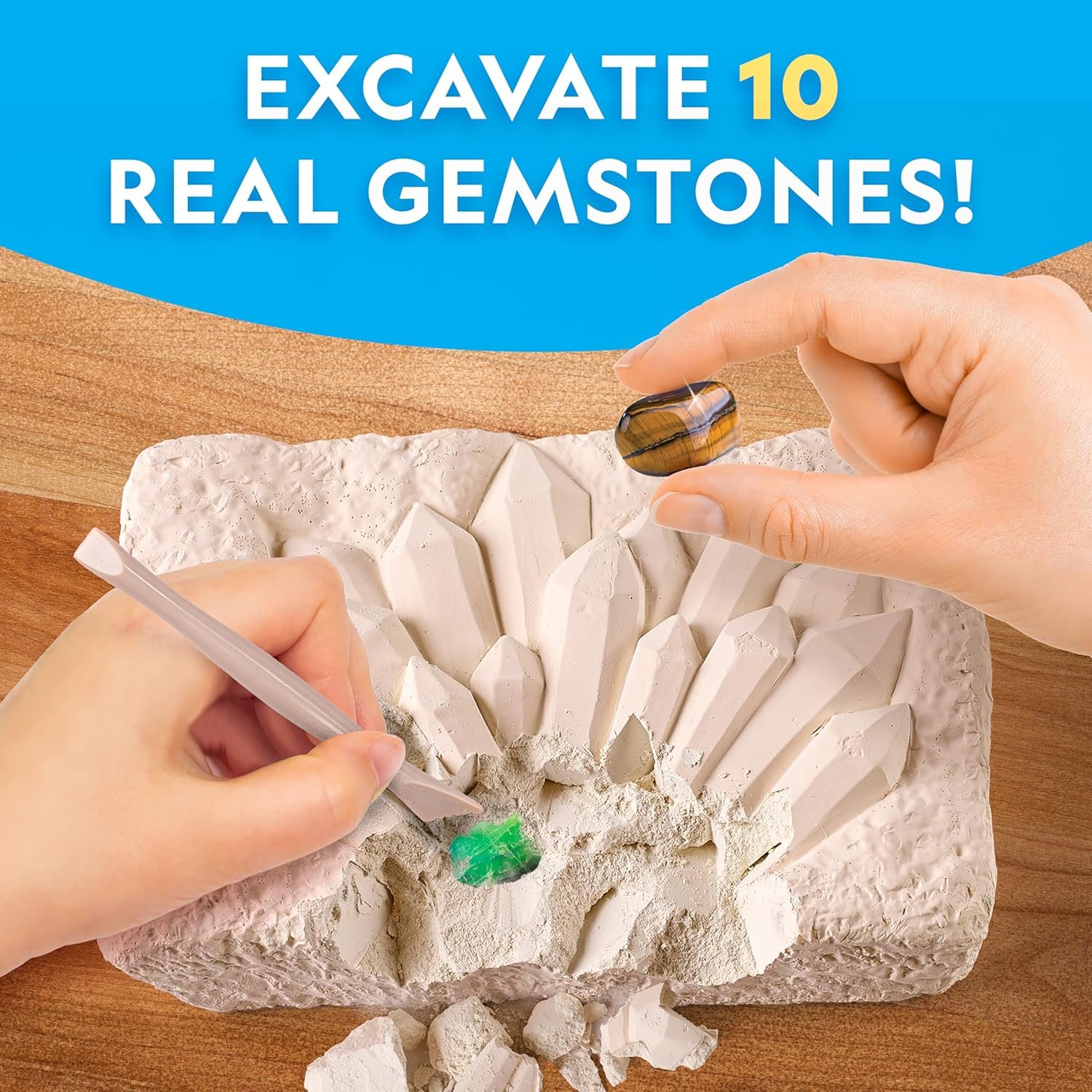 National Geographic Gemstone Dig Kit – Dig Up 10 Real Gemstones and Crystals, Science Kit for Kids, Gem Digging Kit, Gift for Girls and Boys, Mining Kit, Rock Collection - Image 2