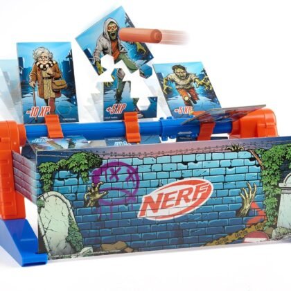 NERF Zombie Spin Strike Electronic Target Game – Rotating Dart Blaster Game with Split-Apart Targets, 3 Modes & Multiplayer Play