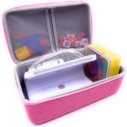 Xcivi Hard Carrying Case for Osmo Fire Tablet Little Starter/Genius Starter Kit with Fire Tablet Base, Storage Organizer for OSMO Fire Base/Numbers/Words/Tangram (Pink)
