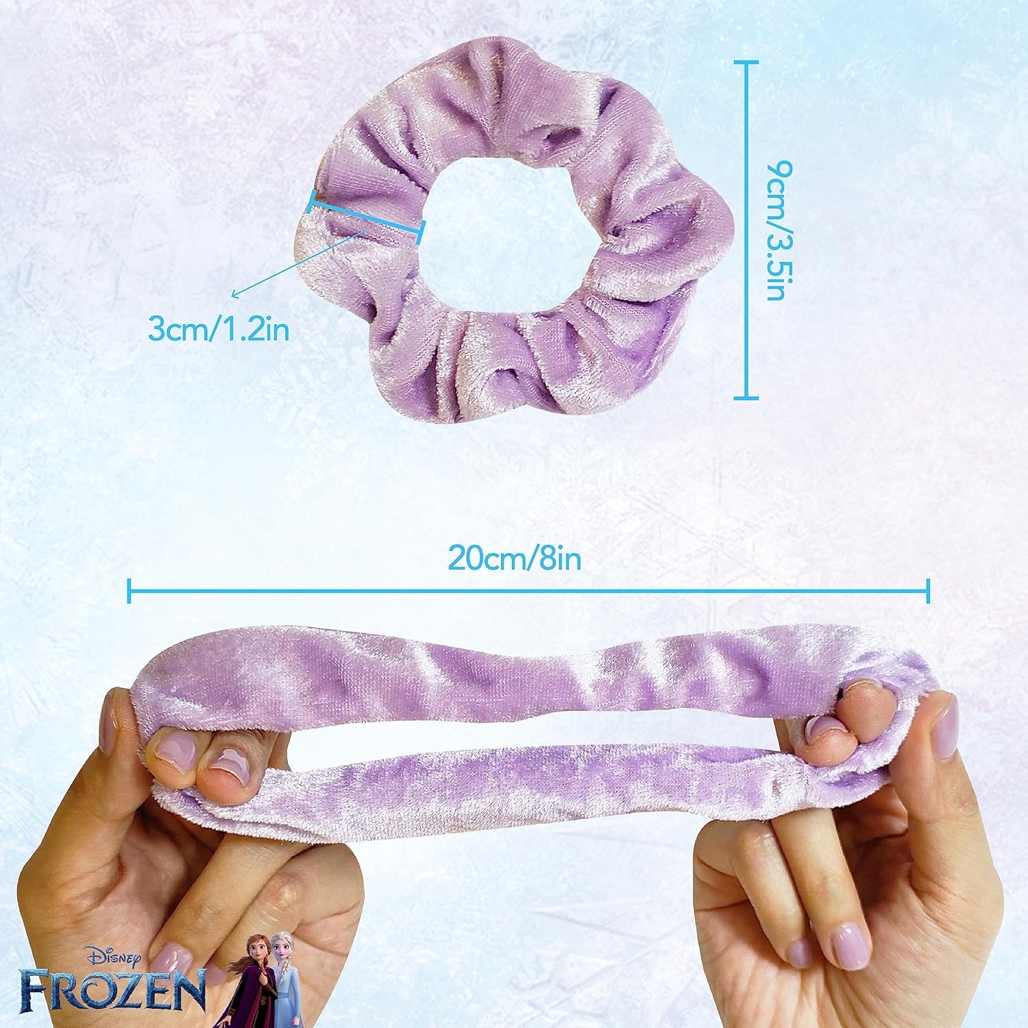 Frozen Princess Elsa Hair Accessory 5 Pcs Set - 1 Regular 9 inch Frozen Hairbrush & 4 Frozen Scrunchies - Detangling Brush & Elastic Hair Ties Ropes for Girls, Ages 3+ - Image 6