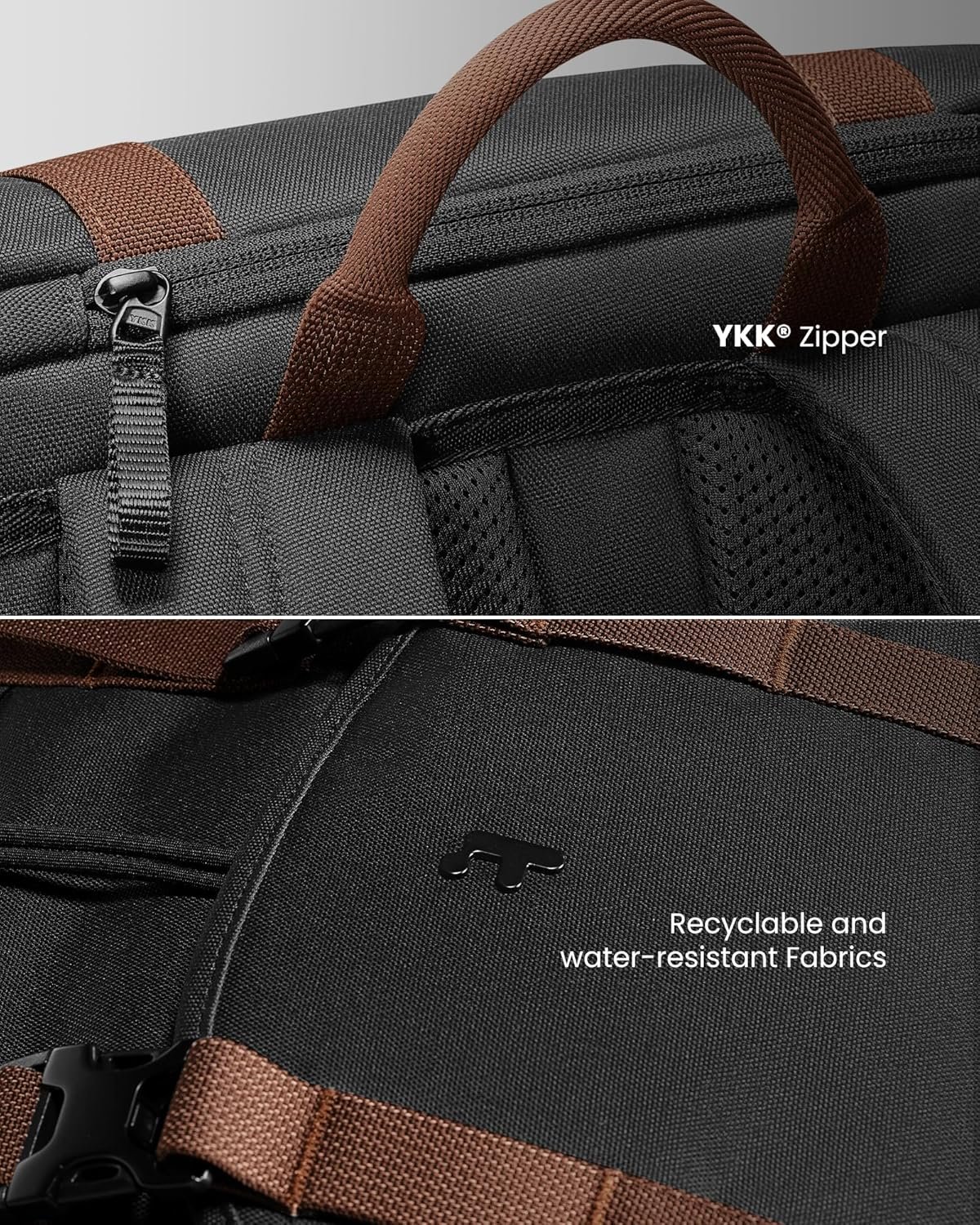 tomtoc Flap Laptop Backpack, Lightweight, Water-Resistant Casual Daypack, Durable Work-pack, Vintage Classic Rucksack for 13-15.6 Inch Laptop, perfect for Campus, Street, 22L Black - Image 7