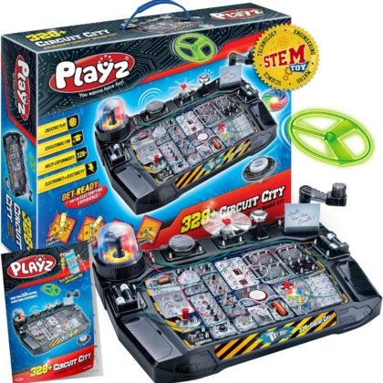 Playz Advanced Electrical Circuit Board Engineering Kit for Kids with 328+ STEM Projects on Electricity, Voltage, Currents, Resistance, & Magnetic Science | Gift for Children Age 8-13+