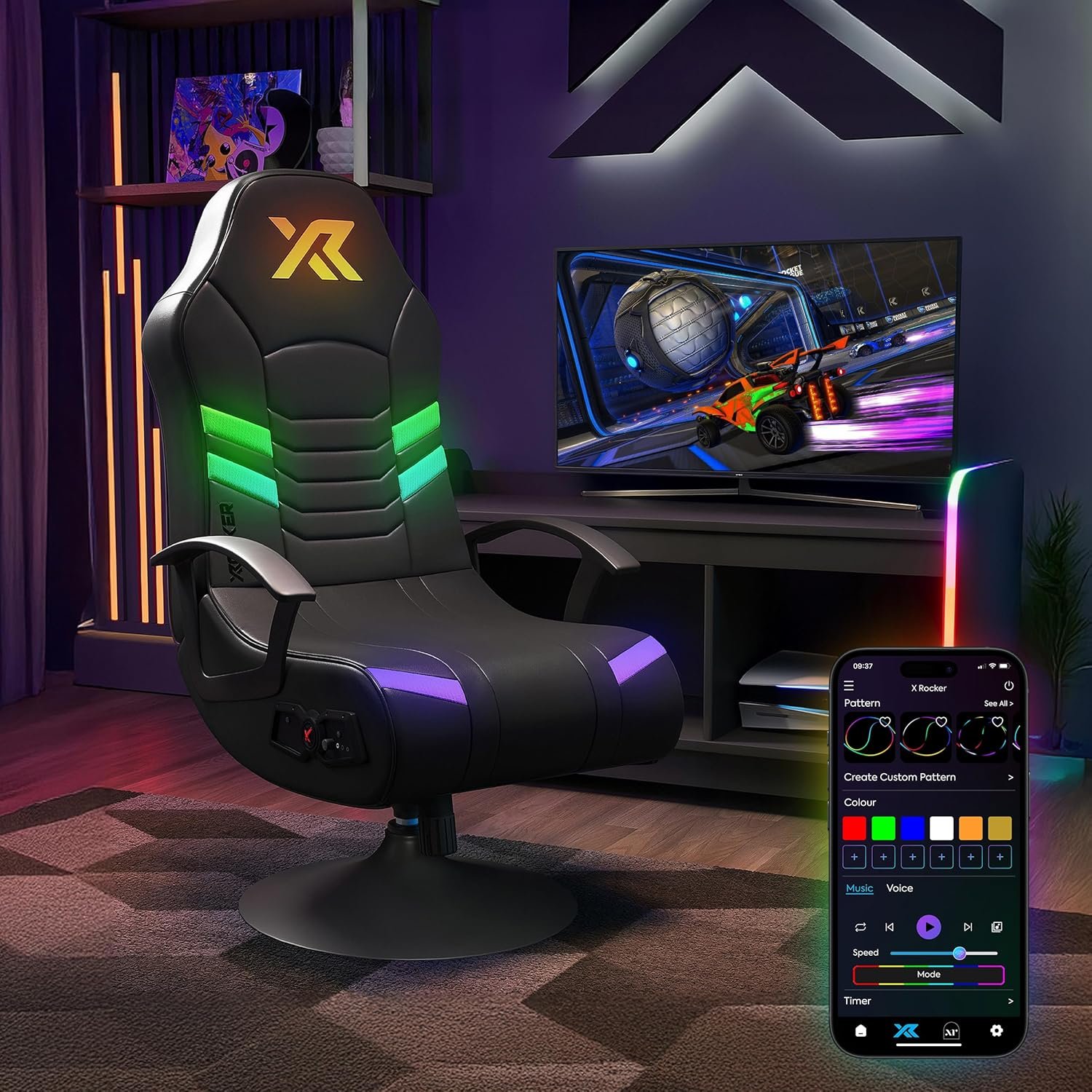 X Rocker PC Computer Gaming Desk Chair, Built-in Audio, College Dorm Essentials for Guys and Girls, Bedroom, Dorm Room Essentials, Foldable, Gifts for Gamers - Image 2