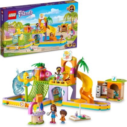 LEGO Friends Water Park Toy Building Set 41720 Pretend Play Kit with Swimming Pool Slides, Water Canons, and Two Mini-Dolls, Heartlake City Toy, Birthday Gift Idea for Kids Boys Girls Ages 6+ Years