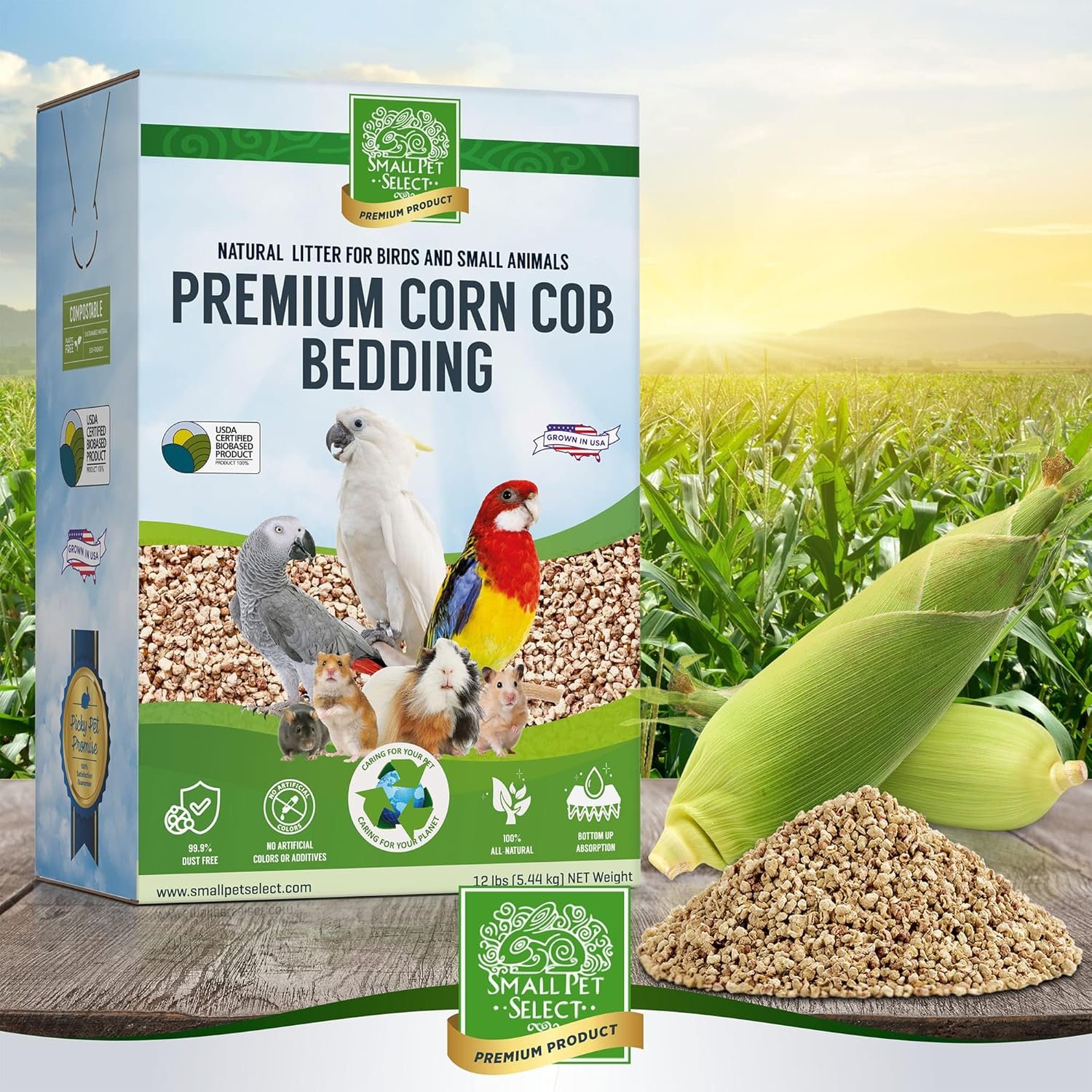 100% Natural Corn Cob Bedding for Pets - Small Pet Select Small Animal & Bird Cage Litter Safe for Hamsters, Guinea Pigs & More -12lb - Image 5