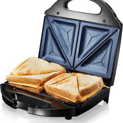Granitestone Sandwich Maker, Toaster & Electric Panini Grill with Ultra Nonstick Mineral Surface - Makes 2 Sandwiches in Minutes with Virtually No Clean Up, with Easy Cut Edges and Indicator Lights
