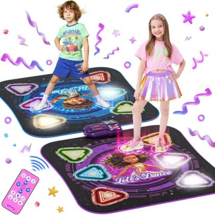 Surelect Dance Mat, 2025 Light Up 2-Player Opposing Dance Pad with Single & Double Player Modes, 12-Button Kids Music Toys with Bluetooth, Birthday for 3-12 Year Old Boys Girls