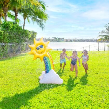 PoolCandy Inflatable Rainbow - Five Foot Tall Giant Sun Shower Sprinkler - Summer Fun All Ages.