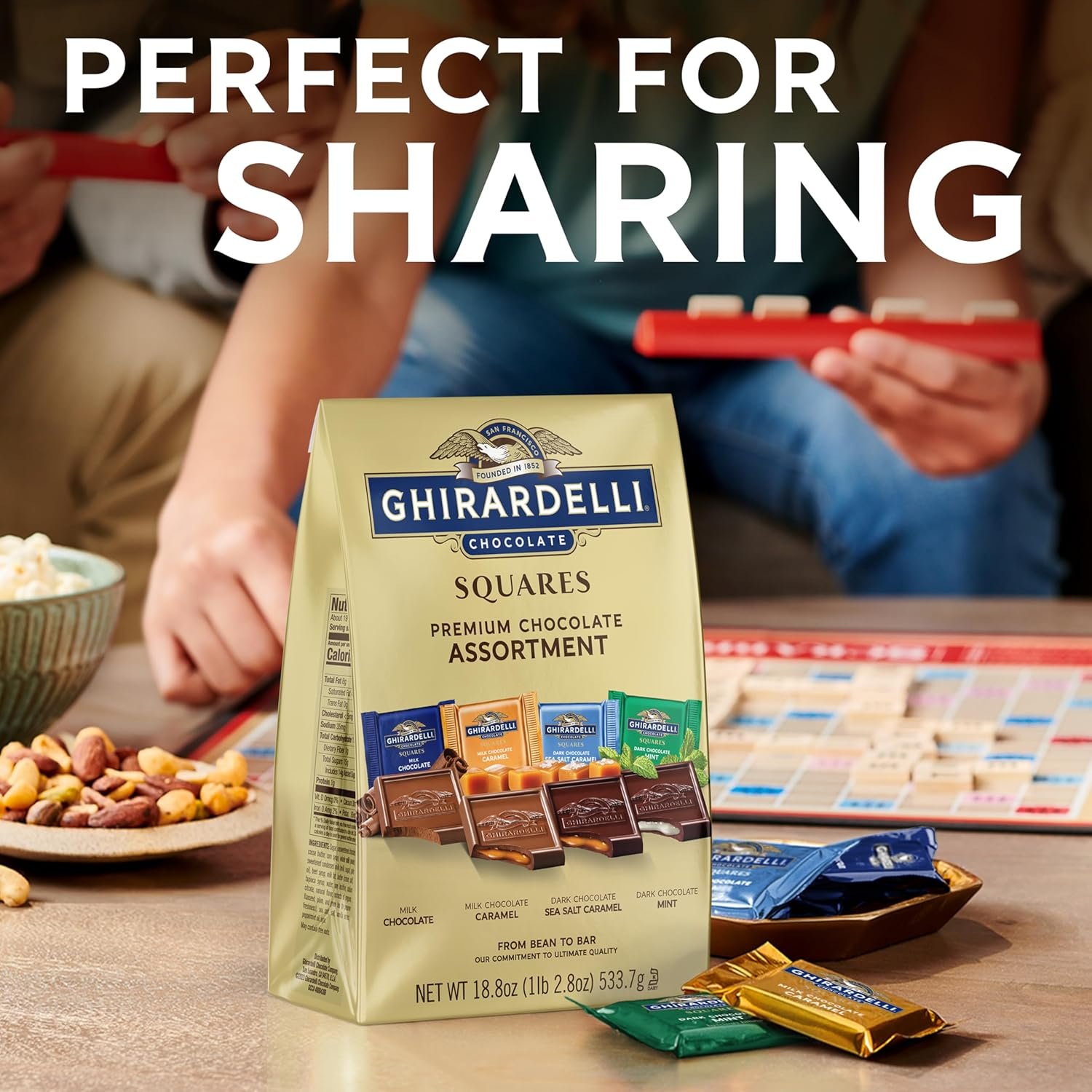 GHIRARDELLI Premium Chocolate Assortment Squares, 12.5 oz Bag Variety Pack of Milk, Dark, Mint, and Caramel Chocolates - Image 6
