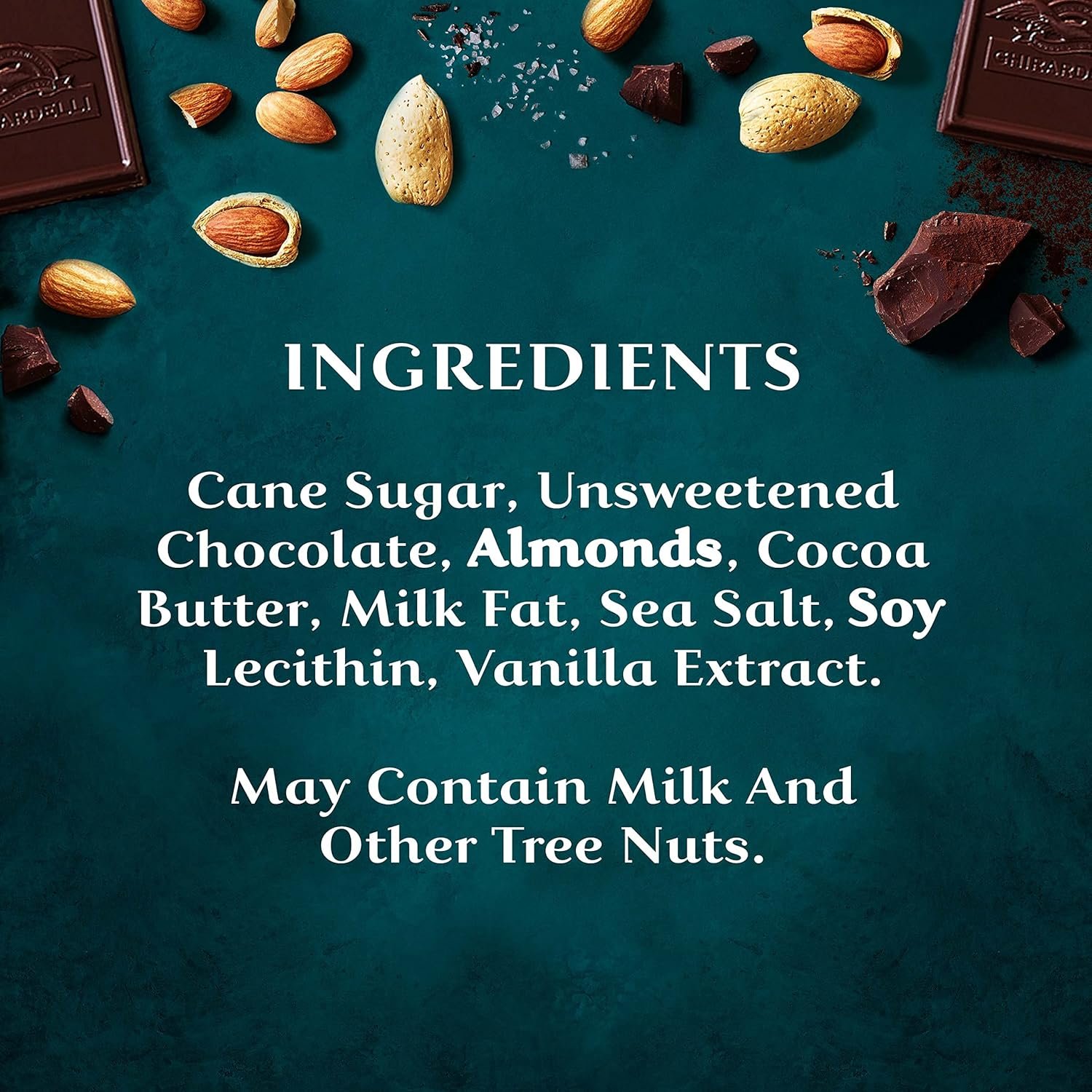 GHIRARDELLI Intense Dark Chocolate Bar, Sea Salt Almond, 3.5 Oz Bar - Image 3