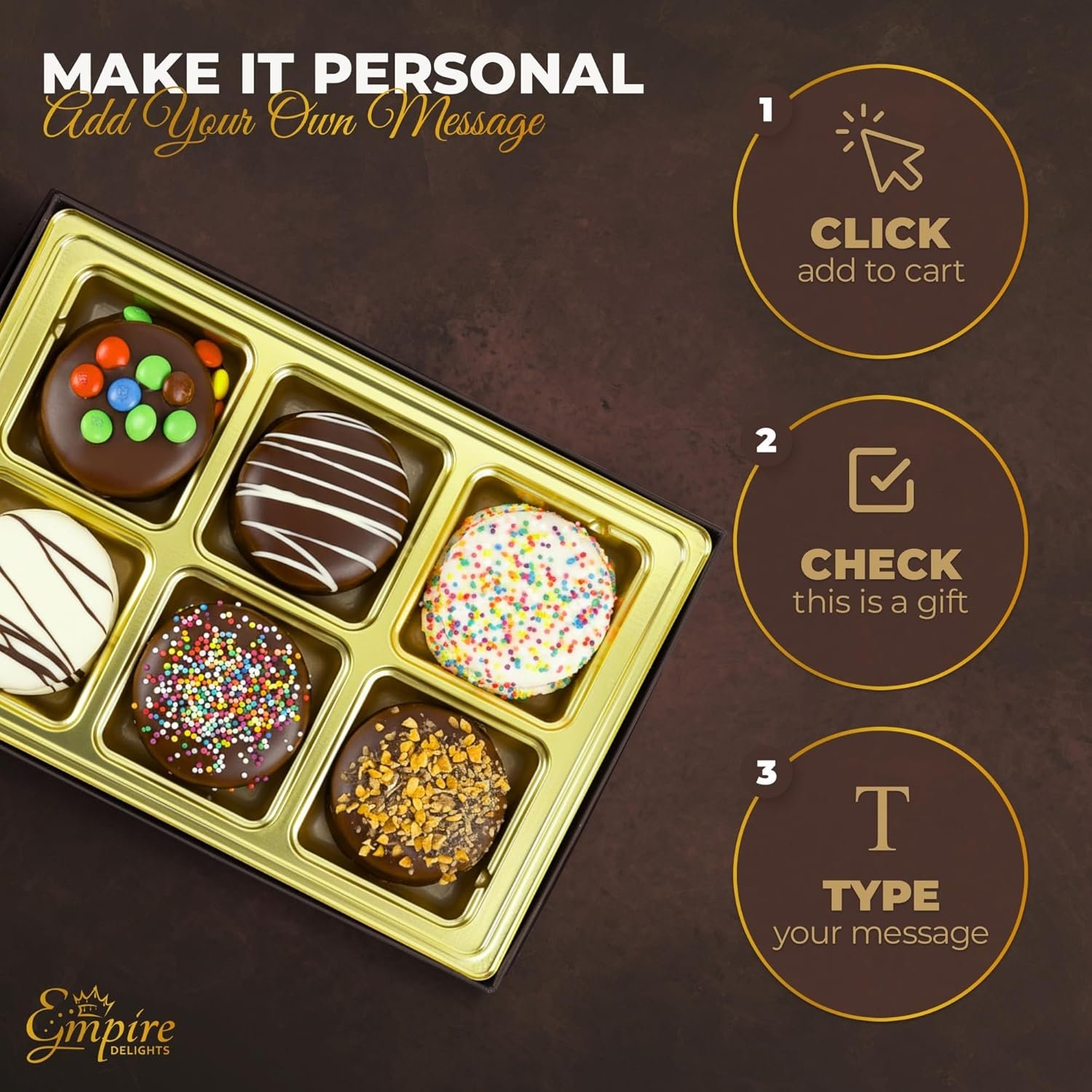 Gourmet Cookies Gift Basket - Delicious Chocolate Gift Basket Great for Birthday Treats for Women and Men - Fancy Chocolate Covered Cookies for Gifting, 6 Count - Image 6