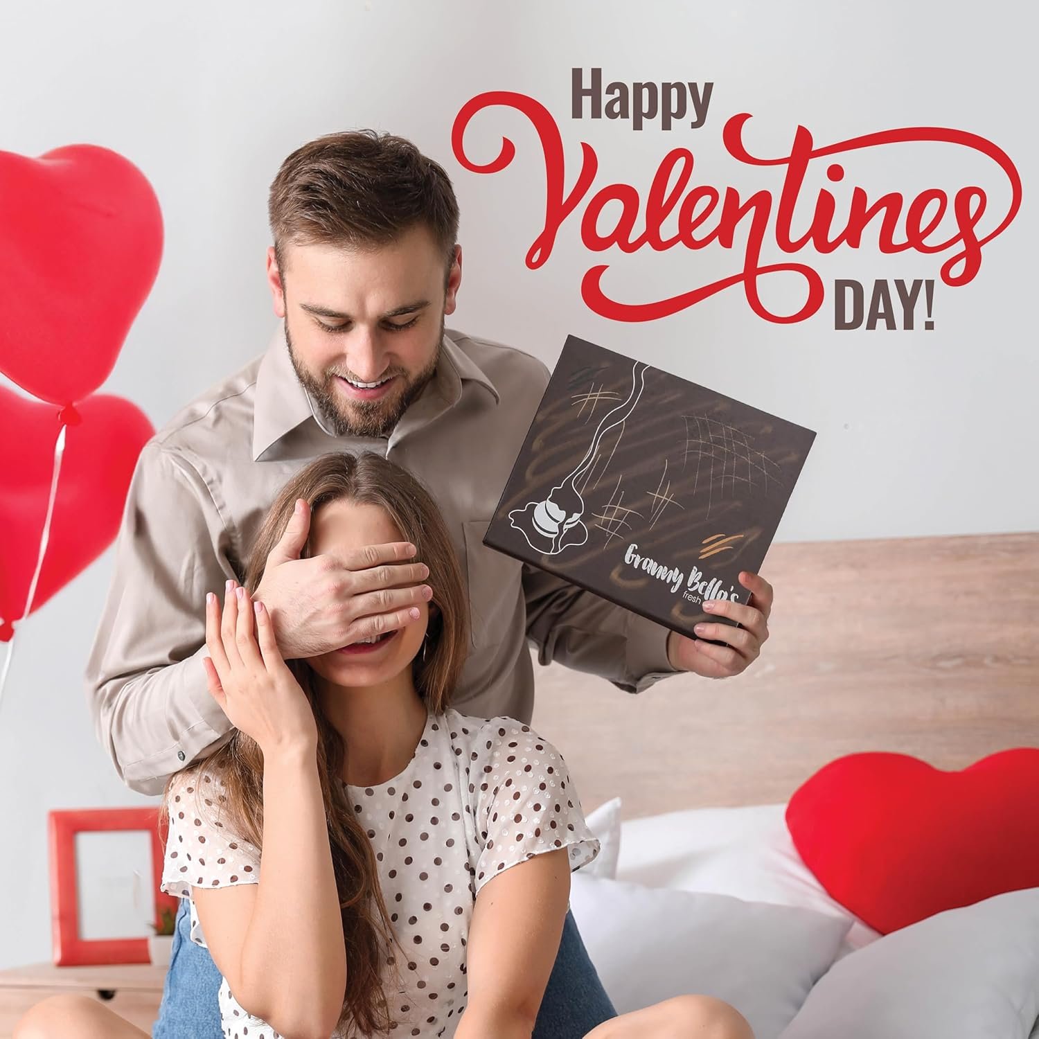 Granny Bellas Valentines Day 12 Chocolate Covered Cookies, Gift Basket for Him, Her Gourmet Candy Gifts Box for Food Delivery, for Girlfriend, Boyfriend, Husband, Wife, Men, Women, Mom, Family and Friends Holiday - Image 6