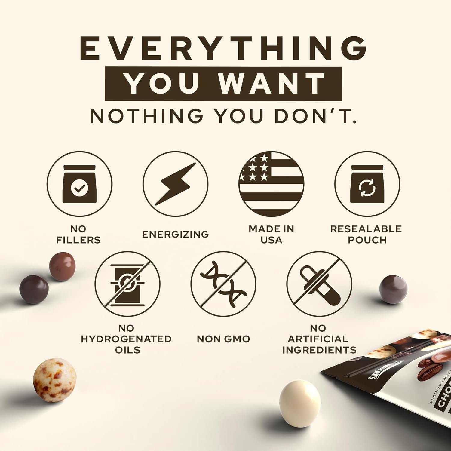 Snackathon Dark Chocolate Covered Espresso Beans, 7 OZ Resealable Bag, Made in USA, Rich & Bold Gourmet Candy Snack for Coffee Lovers - Image 4