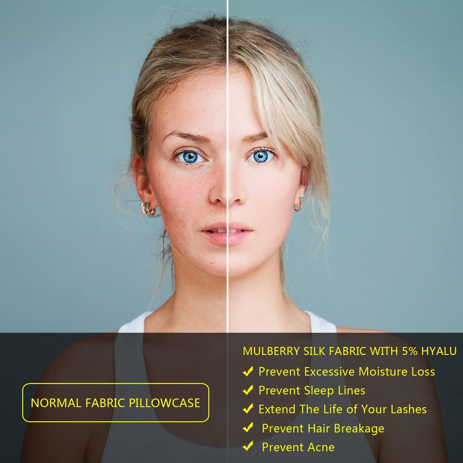 Silk Pillow Cases 2 Pack, Mulberry Silk Pillowcases Standard Set of 2, Health, Smooth, Anti Acne, Beauty Sleep, Both Sides Natural Silk Satin Pillow Cases for Women 2 Pack with Zipper for Gift,White - Image 4