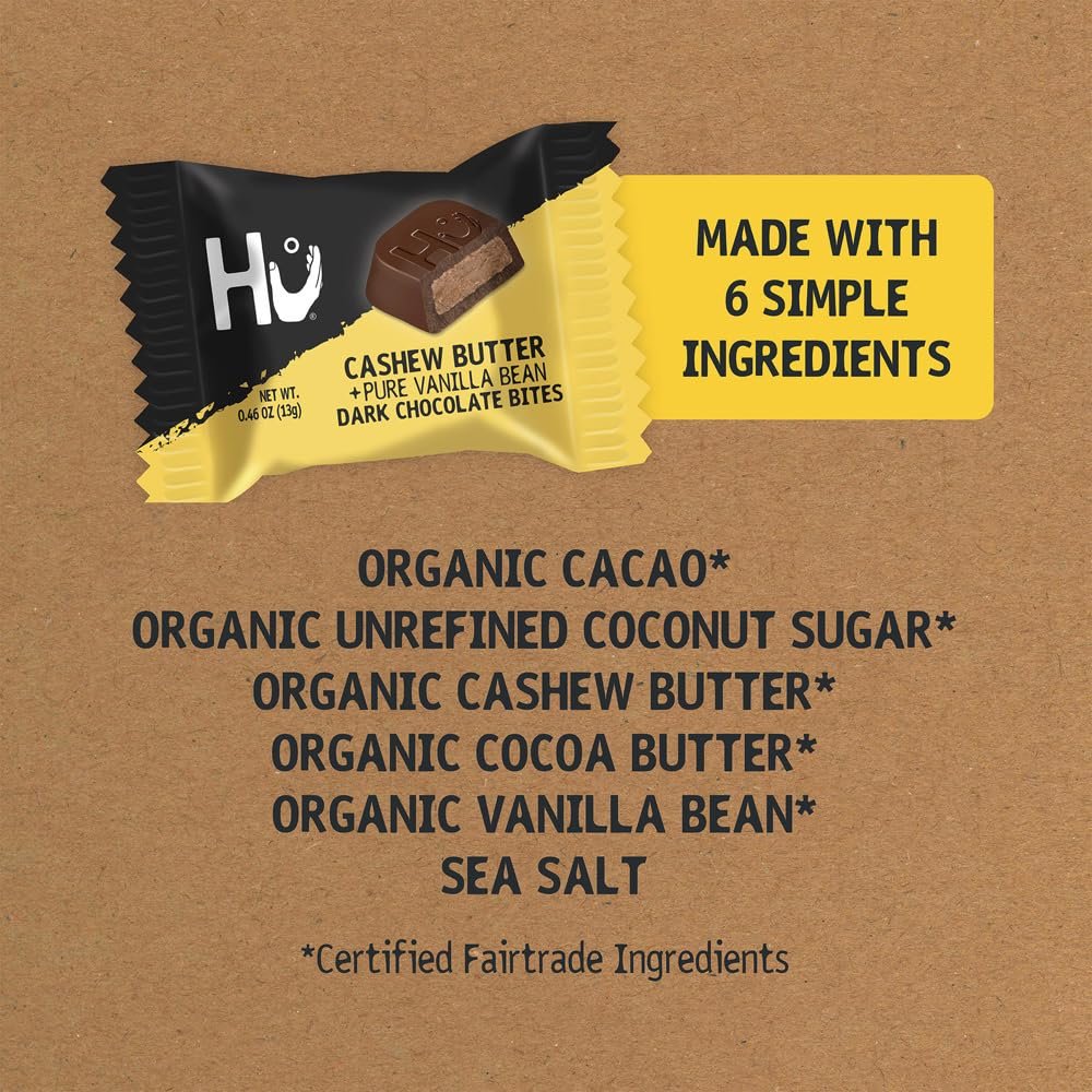 HU KITCHEN Cashew Butter Pure Vanilla Bean Dark Chocolate Bites, 2.75 OZ - Image 11