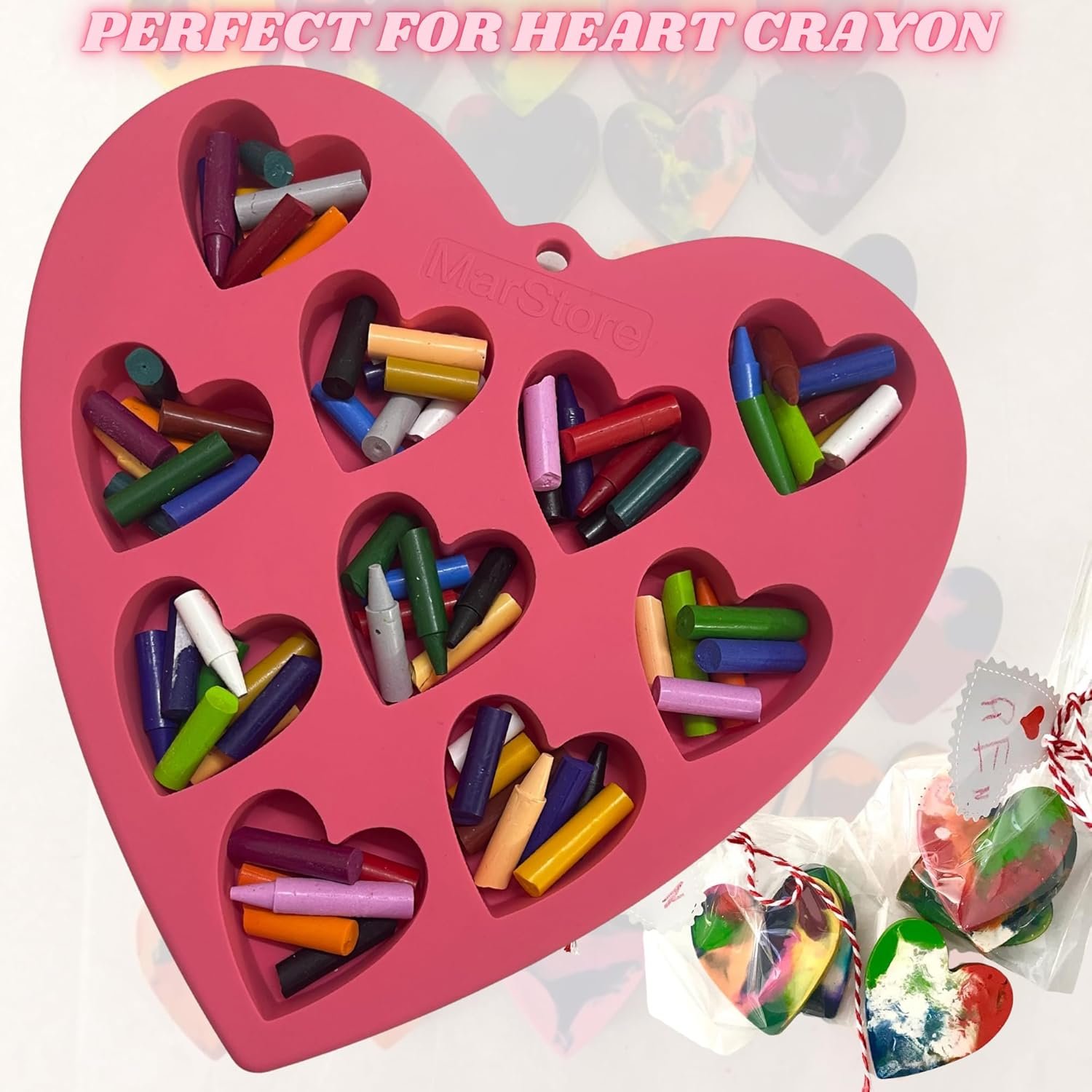 Heart Shaped Cake Pans for Baking, Large 2 Inches Heart Molds, 10 Cavities Suitable for Ice Cube Mold, Chocolate Mold, Valentines Silicone Molds (2, Pink) - Image 4