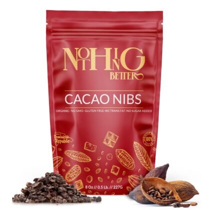 Organic Cacao Nibs 8oz – Medium roast, Unsweetened Cocoa Nibs for Baking, Smoothies & Snacks – Vegan Chocolate Superfood, Keto Snack, Gluten-Free, Non-GMO, Paleo Friendly, Pure Dominican Cacao