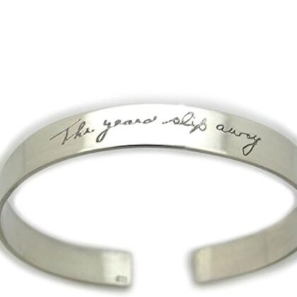 Custom Actual Handwriting Text Engraved Bracelet - Personalized Signature Bracelet - 4Silver ID Cuff - Gift Idea - Father Day Gift - signature engraved bracelet