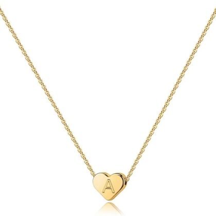 Turandoss Valentines Day Gifts for Kids Teen Girls - Dainty 14K Gold Plated Heart Initial A-Z Pendant Letter Heart Necklace Birthday Valentines Day Gifts for Girls Girlfriend Wife Women