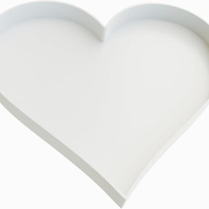 Hard Plastic Reusable Fillable Letters Numbers Serving Trays for Party Decoration (Heart Shape, White)