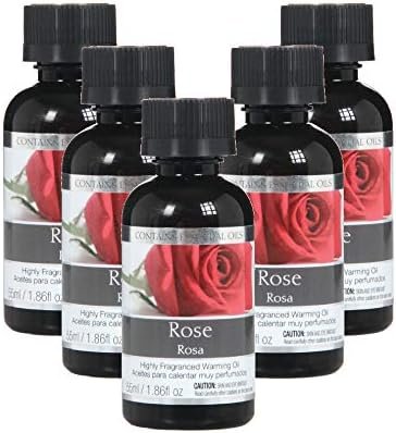 Hosley Rose Highly Scented Fragrance Warming Oils, Box of 5, 55 ml 1.86oz ea. Ideal Gift for Weddings, spa, Reiki, Meditation, Bathroom Settings W1