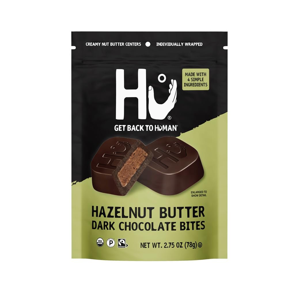 Hu Hazelnut Dark Chocolate Bites 1 Pack | Natural Organic Vegan, Gluten Free, Paleo, Non GMO, Fair Trade Dark Chocolate