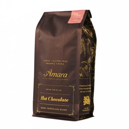 Amara Unique Venezuelan Flavors. Hot Chocolate "Gran Criollo" Dark Chocolate Blend Refill Bag 32 oz. Made with Certified Organic Cacao Powder.