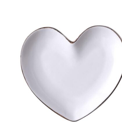 Ceramic Love Jewelry Tray Small Trinket Dish for Rings Earrings and Necklace, White Decorative Tray for Home Decor