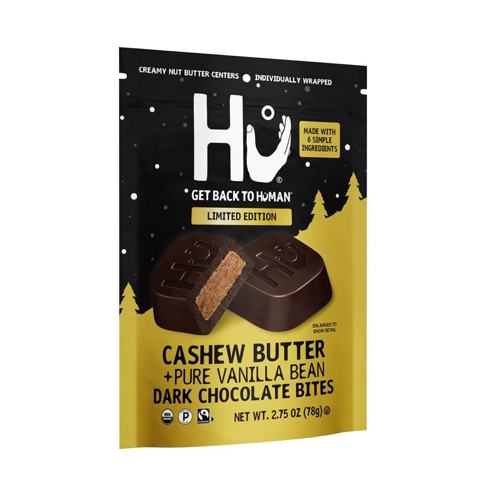 HU KITCHEN Cashew Butter Pure Vanilla Bean Dark Chocolate Bites, 2.75 OZ - Image 4