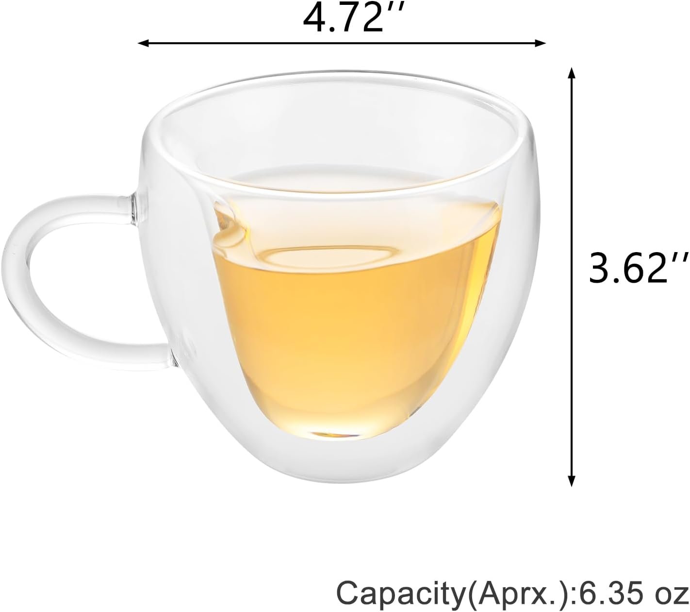 WHJY Double Wall Glass Coffee Mugs,Clear Coffee Cups Clear Unique Coffee Cups Heart Shaped Mug 5 oz Espresso Cups Heart Mugs Set of 2 - Image 2