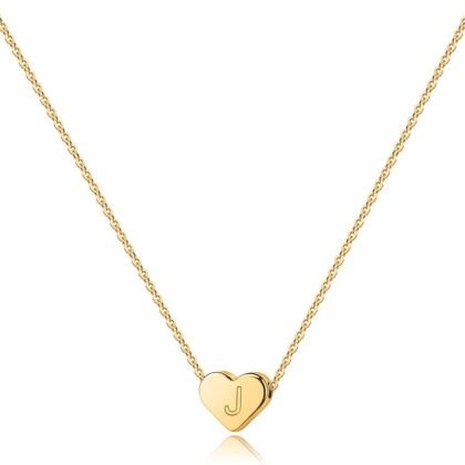 Turandoss Heart Initial Necklaces for Women Girls - 14K Gold Plated Heart Pendant Letter Alphabet Necklace Letter Initial Necklace Gifts for Girls Teens