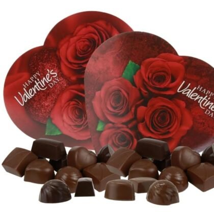 Chocolate Truffles Gift Set, Heart Box with Red Rose Theme, Milk and Dark Chocolate Assortment | (2 - Pack)