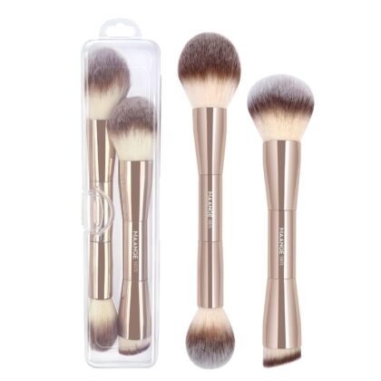 MAANGE Foundation Makeup Brushes, 2Pcs Double Ended Makeup Brush for Blending Liquid Powder Concealer Cream Blush Buffe (Gold)
