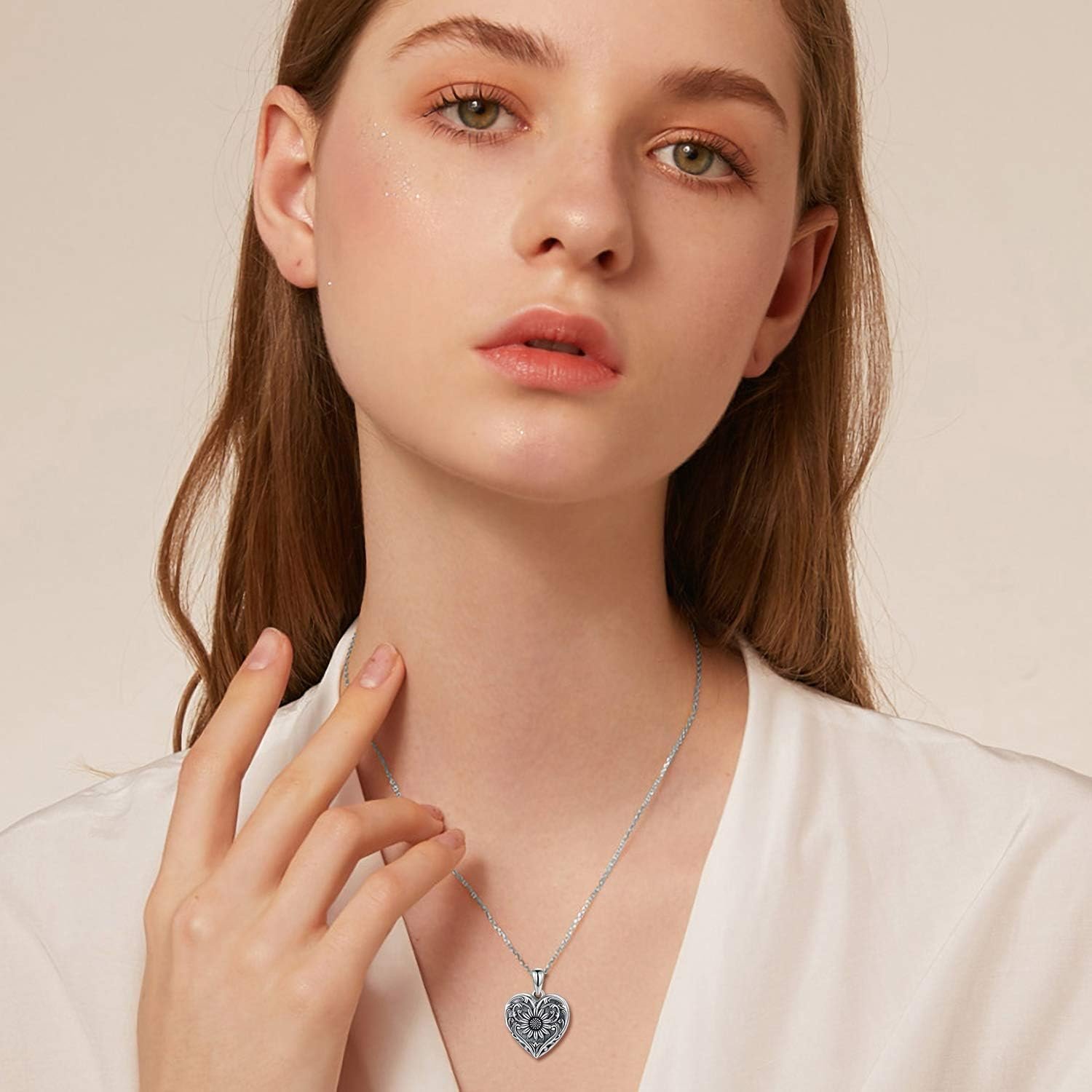 SOULMEET Personalized Silver Locket Necklace That Holds Pictures Photo Keep Someone Near to You, Memorial Custom Lockets Necklaces Letters Engraving for His Her - Image 5