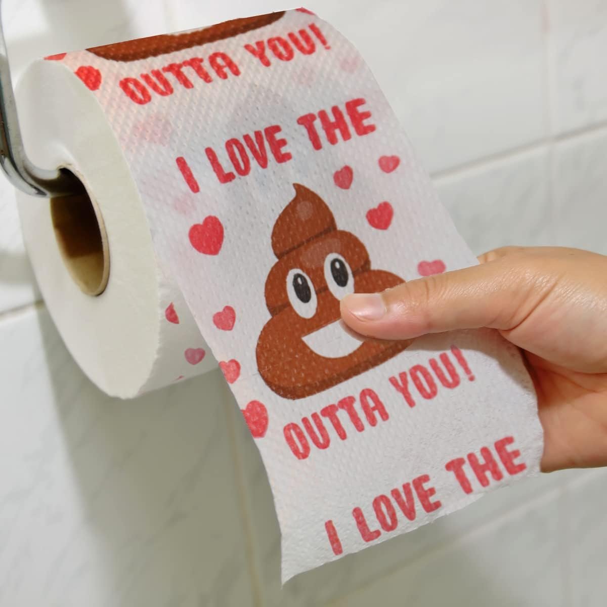 Cheerin Valentine’s Day Novelty Toilet Paper – Fun Emoji Printed Bathroom Tissue – Cute Bathroom Decor & Gag Gift for Friends & Family (2 Rolls) - Image 2