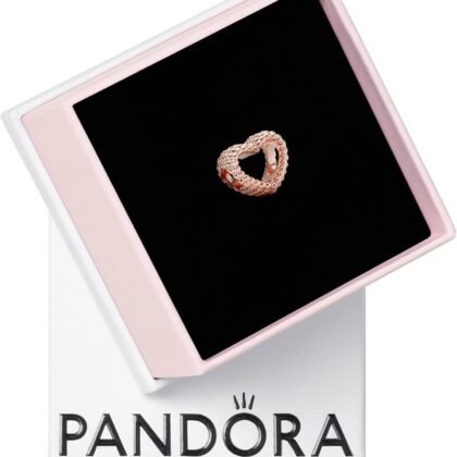 PANDORA Beaded Open Heart Charm - Bracelet Charm for PANDORA Moments Bracelets - 14k Rose Gold - Gift for Her - Jewelry for Women with Gift Box
