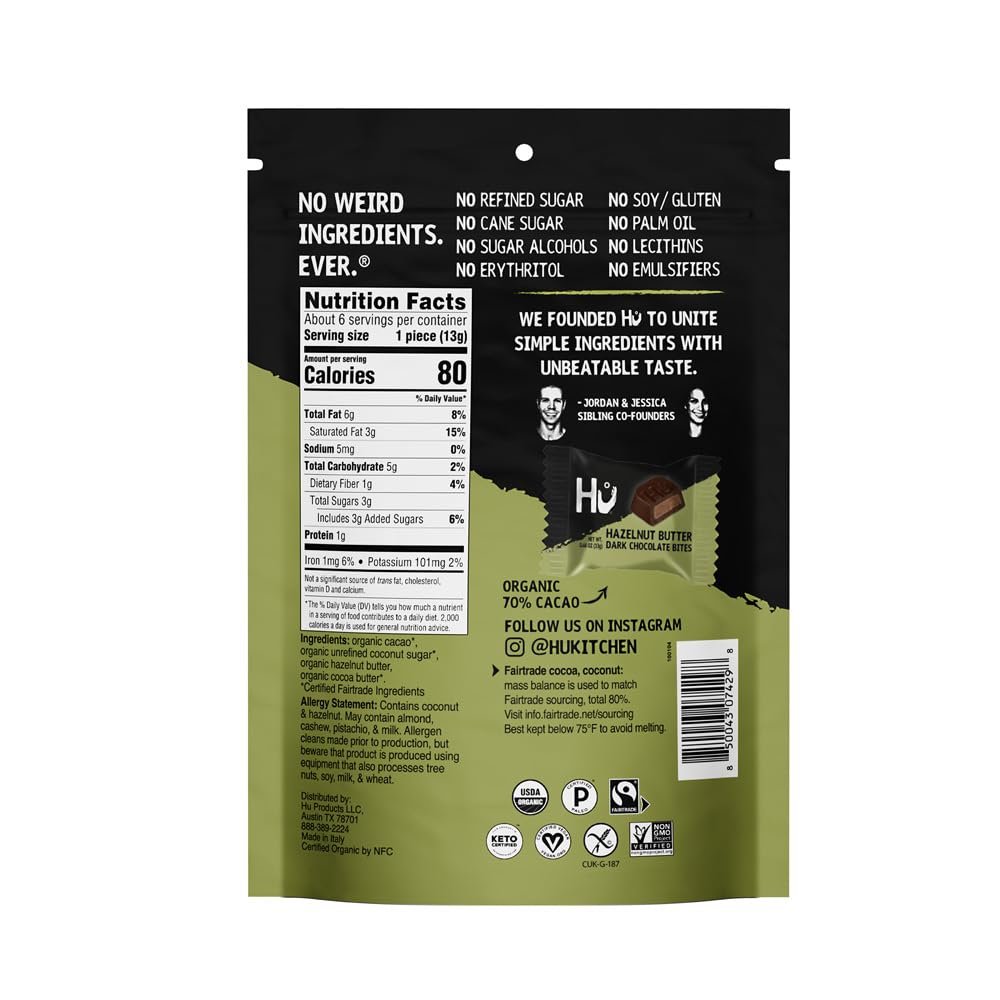 Hu Hazelnut Dark Chocolate Bites 1 Pack | Natural Organic Vegan, Gluten Free, Paleo, Non GMO, Fair Trade Dark Chocolate - Image 2