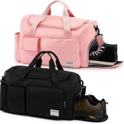 2 Sets Couple Travel Duffel Bag Honeymoon Waterproof Weekender Women Gym Bags with Shoe Compartment Carry on Overnight Handbag for Family Friends Wedding Bridal Shower Gift