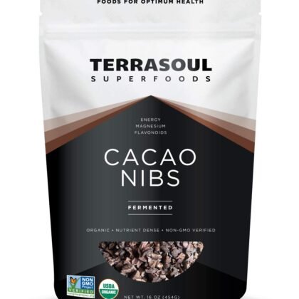Terrasoul Superfoods Raw Organic Cacao Nibs, 16 Oz, Superfood Crunch for Smoothie Bowls, Nut Butter Spreads, Oatmeal and DIY Chocolate Creations