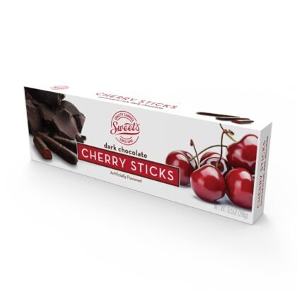 Sweet Candy Company Dark Chocolate Cherry Sticks - Gourmet Chocolate Covered Sticks, Chocolate Fruit Flavored Sticks, Gift Idea for Holidays, Gluten Free, Kosher - 10.5 oz Box