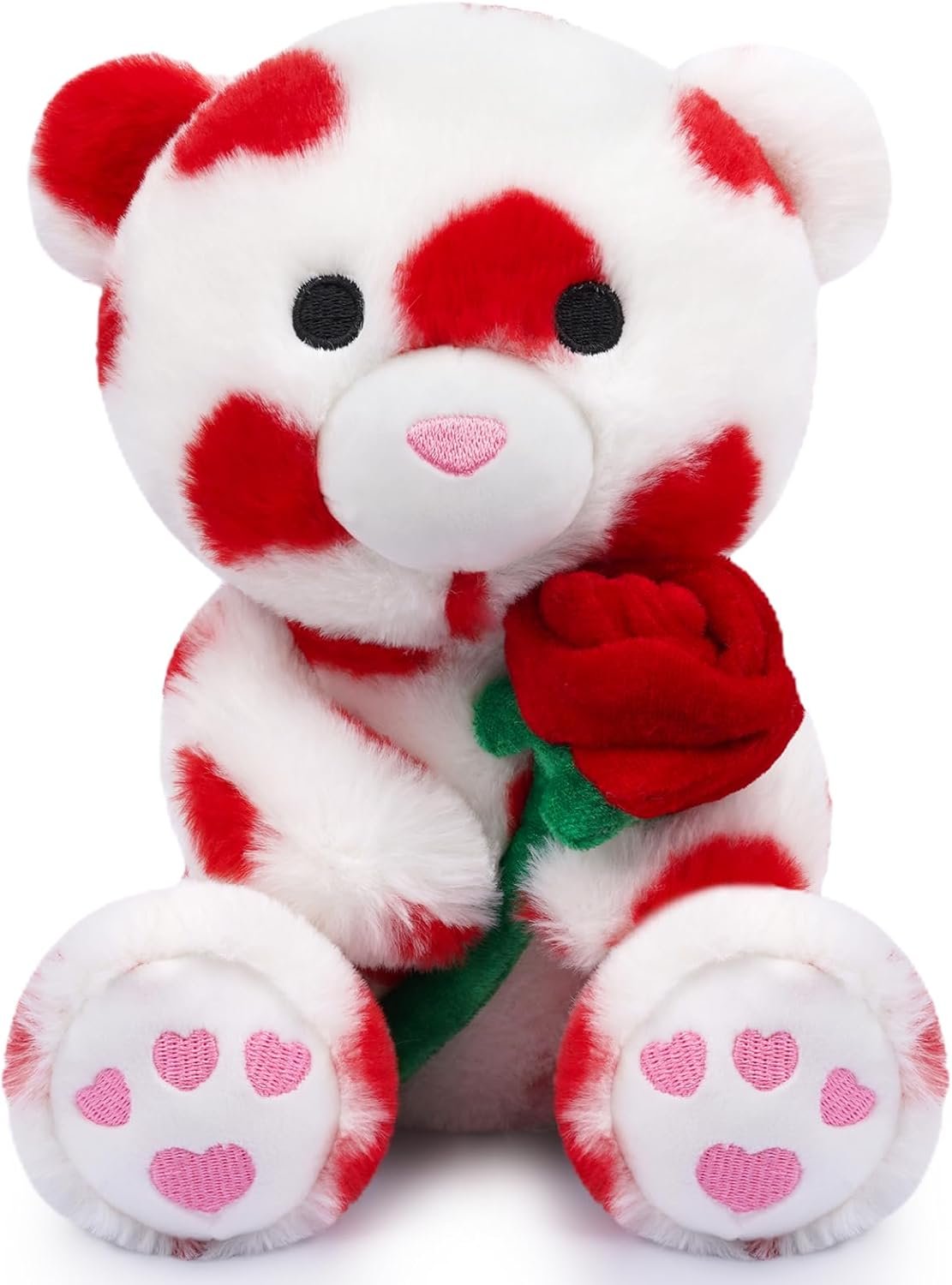 Valentine's Day Plush Teddy Bear with Rose, Stuffed Animal Gift for Her & Boyfriend, Party Decor