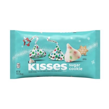 Limited Edition Holiday Sugar Cookie Kisses, Approx 62 Pieces of Individually Wrapped White Chocolate Candies, Bulk Party Favor Suger Chocolate Treats,