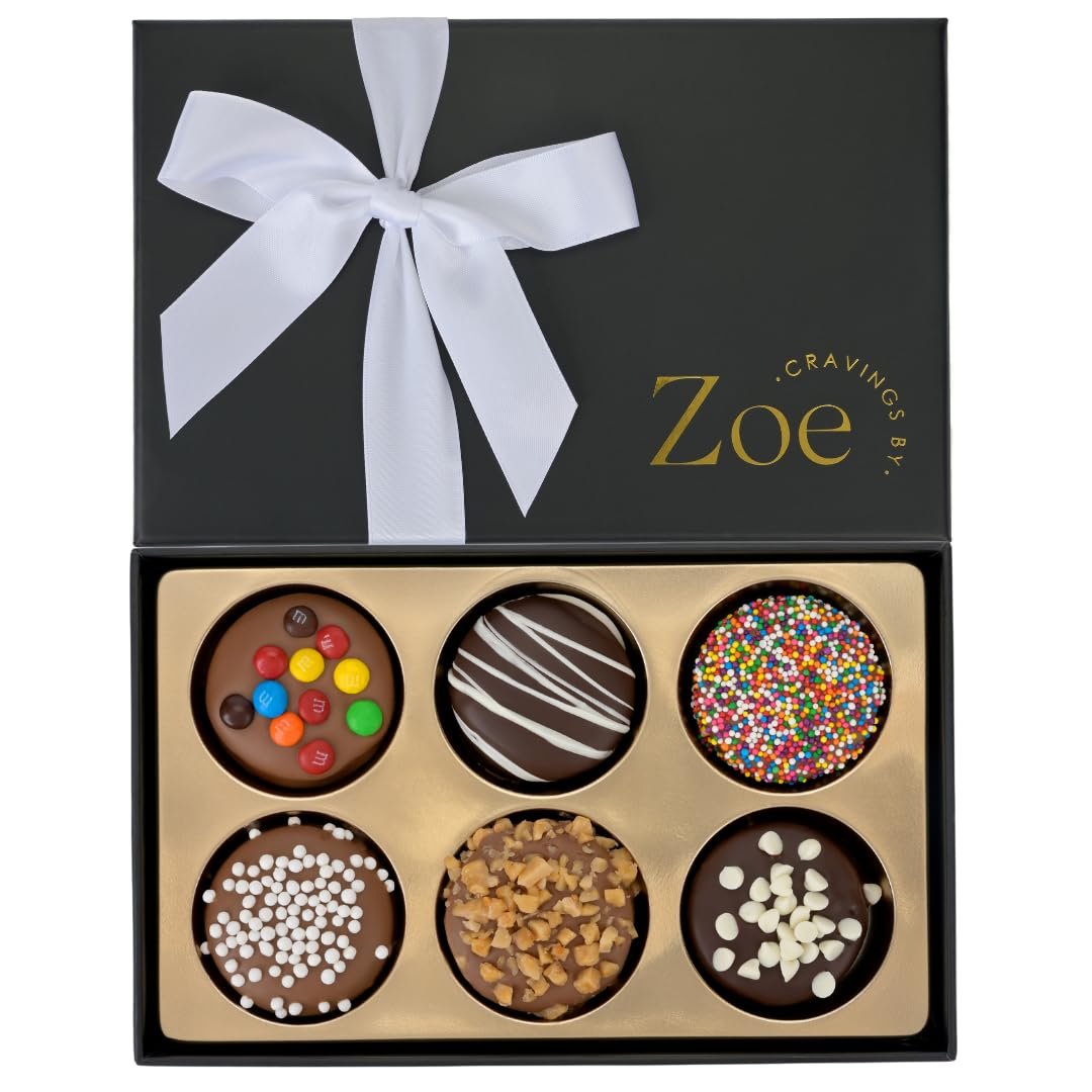CRAVINGS BY ZOE Birthday Chocolate Covered Cookies Gift Basket | 6 Count | Kosher Milk & Dark Belgian Chocolate Gourmet Food Gift Box | Thank You, Candy Gifting Men Women Him Her Mom - Image 3