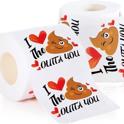 2 Rolls Funny Toilet Paper Romantic Novelty Toilet Paper Heart Funny Gag Gift for Boyfriend Girlfriend Friend Sister on Anniversary, Wedding
