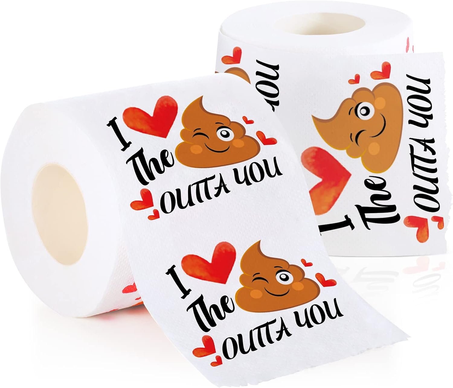 2 Rolls Funny Toilet Paper Romantic Novelty Toilet Paper Heart Funny Gag Gift for Boyfriend Girlfriend Friend Sister on Anniversary, Wedding