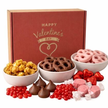Valentine Treat Gift Box by Goodland Farms – Valentine Snack Box & Chocolate Assortment – Festive Sweet Gift for All Ages